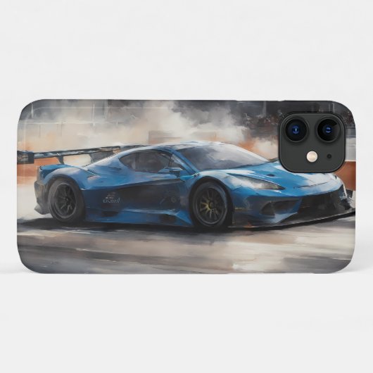 Coques Case-Mate iPhone Scène dynamique de course urbaine bleue (Dos (Horizontal))