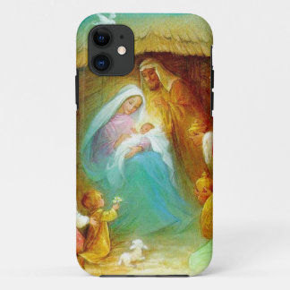 Coque iPhone 11 Scène élégante de nativité, Mary Jésus Joseph