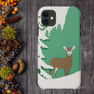 Coque Case-Mate Pour iPhone Scène hivernale de la neige cerf Pine Tree