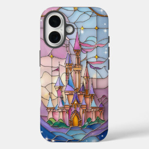 Coques iPhone 16 Scène Whimsical de Château de Verre en Pastel Hue