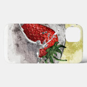 Coques Case-Mate iPhone Schéma artistique de fraise éclaboussante (Verso (horizontal))