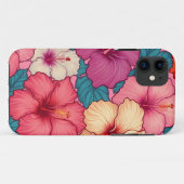 Coques Case-Mate iPhone Schéma floral d'hibiscus tropical (Dos (Horizontal))