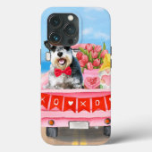 Coques Case-Mate iPhone Schnauzer Chien Saint Valentin Coeurs de camion (Verso)