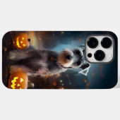 Coques Case-Mate iPhone Schnauzer d'Halloween avec la peur Citrouille (Verso (horizontal))