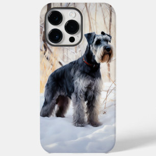 Coque Pour Pour iPhone 14 Pro Max Schnauzer Laisser neiger Noël