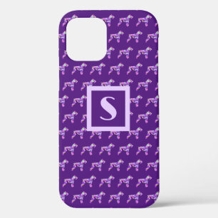 Case-Mate iPhone Case Schnauzer mignon Chien violette Silhouette Monogra
