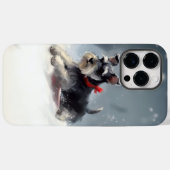 Coques Case-Mate iPhone Schnauzer miniature neige de Noël hiver (Verso (horizontal))