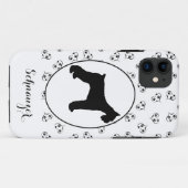 Coques Case-Mate iPhone Schnauzer Silhouette Coeurs et Empreintes de patte (Dos (Horizontal))
