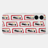 Coques Case-Mate iPhone Schrödinger's Cat Mid Century Rouge moderne (Verso (horizontal))