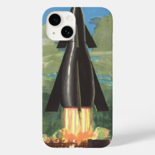 Coque Pour iPhone 14 Science-fiction vintage, fusée décollant de la Ter