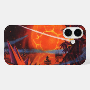 Coques iPhone 16 Science-fiction vintage, planète de sci-fi de feu 