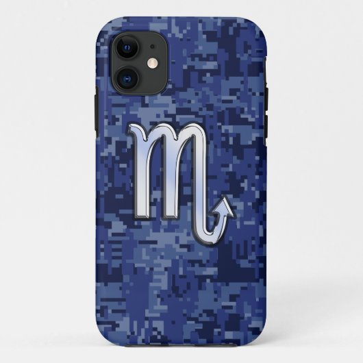 Coques Case-Mate iPhone Scorpio Zodiac Sign on Navy Blue Camo (Dos)