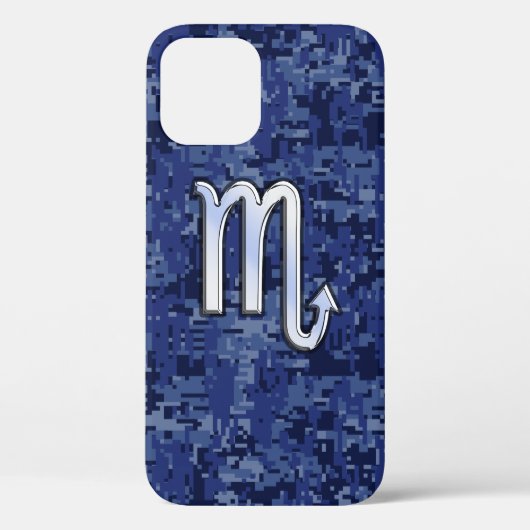 Coques Case-Mate iPhone Scorpio Zodiac Sign on Navy Blue Camo (Verso)