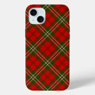 Coque iPhone 15 Mini Scott tartan rouge vert plaid