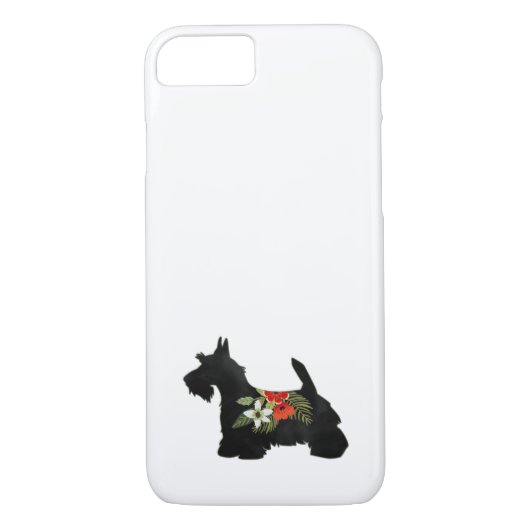 Coques Case-Mate iPhone Scottie Chien race Boho Floral Silhouette (Dos)