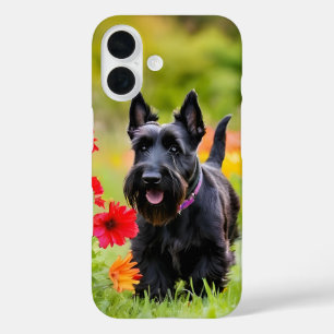 Coques iPhone 16 Scottie Terrier Jouer dans l'herbe