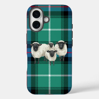 Coques iPhone 16 Scottish Sheep on Tartan Background Phone Cover