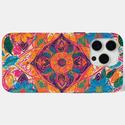 Coques Case-Mate iPhone Scribbles de fleurs orientales uniques (Verso (horizontal))