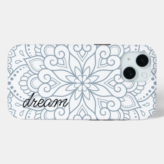 Coques Case-Mate iPhone Script bleu Mandala Dusty moderne (Verso (horizontal))