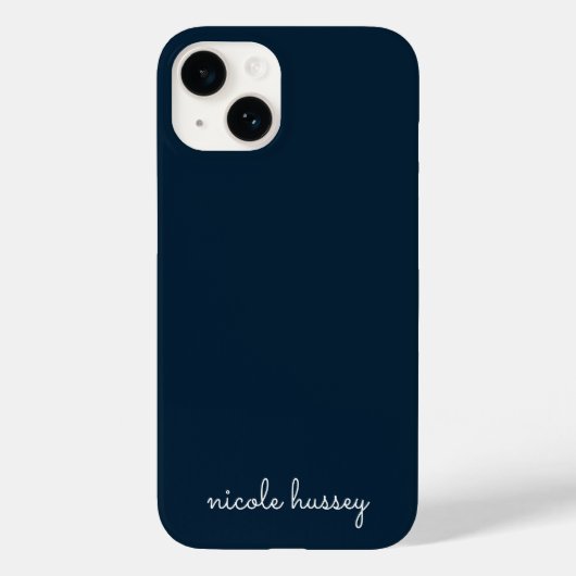 Coques Case-Mate iPhone Script bleu marine | Moderne Monogramme élégant (Verso)