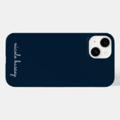 Coques Case-Mate iPhone Script bleu marine | Moderne Monogramme élégant (Verso (horizontal))