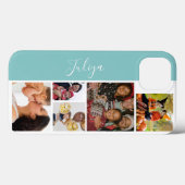 Coques Case-Mate iPhone script de collage photo bleu et blanc 5 (Verso (horizontal))