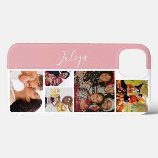 Coques Case-Mate iPhone script de collage photo rose et blanc 5 (Verso (horizontal))