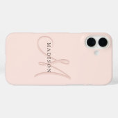 Coques Case-Mate iPhone Script De Monogramme Rose Clair Et Élégant (Verso (horizontal))
