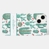 Coques Case-Mate iPhone Script de nom blanc vert Cactus (Verso (horizontal))