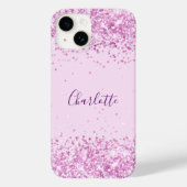 Coques Case-Mate iPhone Script de nom de confetti rose (Verso)