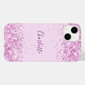 Coques Case-Mate iPhone Script de nom de confetti rose (Verso (horizontal))