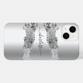 Coques Case-Mate iPhone Script de nom de marbre argenté (Verso (horizontal))
