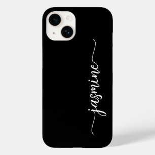 Coque Pour iPhone 14 Script de nom de monogramme noir minimaliste pour