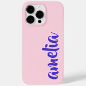 Coques Case-Mate iPhone Script de nom personnalisé bleu rose (Verso)