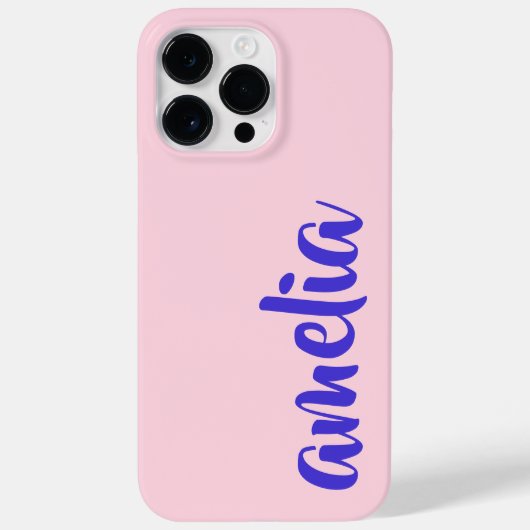 Coques Case-Mate iPhone Script de nom personnalisé bleu rose (Verso)