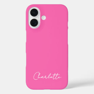 Coques iPhone 16 Script de nom personnalisé Chic Hot Rose
