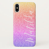 Coques Case-Mate iPhone Script de nom personnalisé Rainbow Parties scintil (Dos)