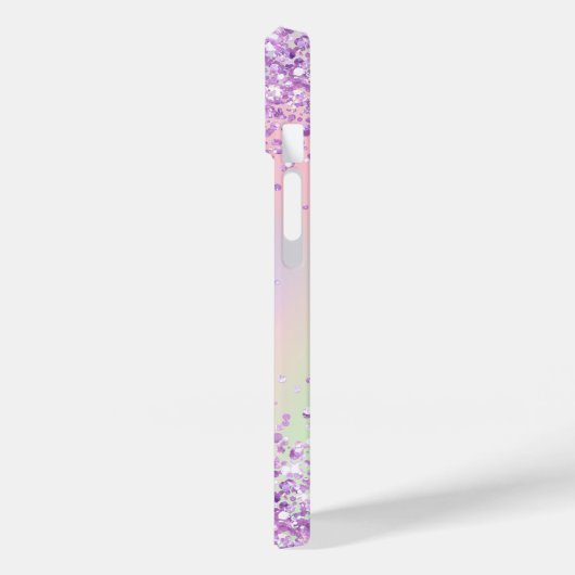 Coques Case-Mate iPhone Script de nom rose violet holographique (Verso / Gauche)