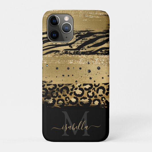 Coques Case-Mate iPhone Script de Parties scintillant d'or moderne Monogra (Dos)