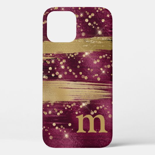 Coques Case-Mate iPhone Script de Parties scintillant or de Bourgogne Mono (Verso)