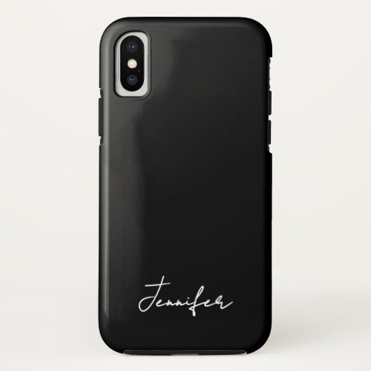 Coques Case-Mate iPhone Script de signature de nom personnalisé noir minim (Dos)
