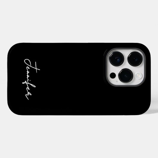 Coques Case-Mate iPhone Script de signature de nom personnalisé noir minim (Verso (horizontal))