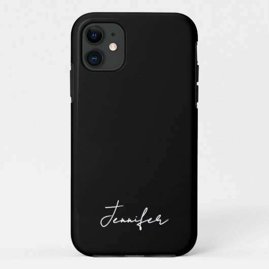 Coques Case-Mate iPhone Script de signature de nom personnalisé noir minim (Dos)