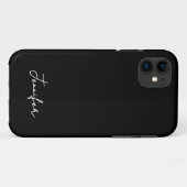 Coques Case-Mate iPhone Script de signature de nom personnalisé noir minim (Dos (Horizontal))