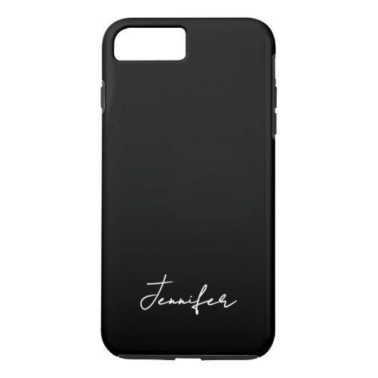 Coques Case-Mate iPhone Script de signature de nom personnalisé noir minim (Dos)