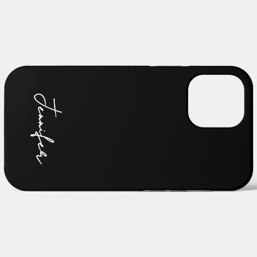 Coques Case-Mate iPhone Script de signature de nom personnalisé noir minim (Verso (horizontal))