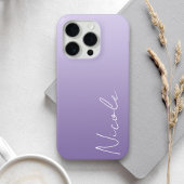 Coques Case-Mate iPhone Script d'écriture manuscrite à dégradé violet pers