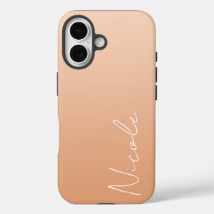 Coques iPhone 16 Script d'écriture manuscrite orange dégradé person