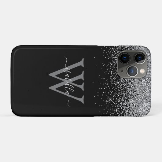 Coques Case-Mate iPhone Script élégant de la Parties scintillant noire Sli (Dos (Horizontal))