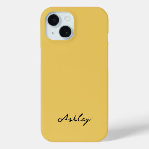 Coque Pour iPhone 15 Script en or clair personnalisé